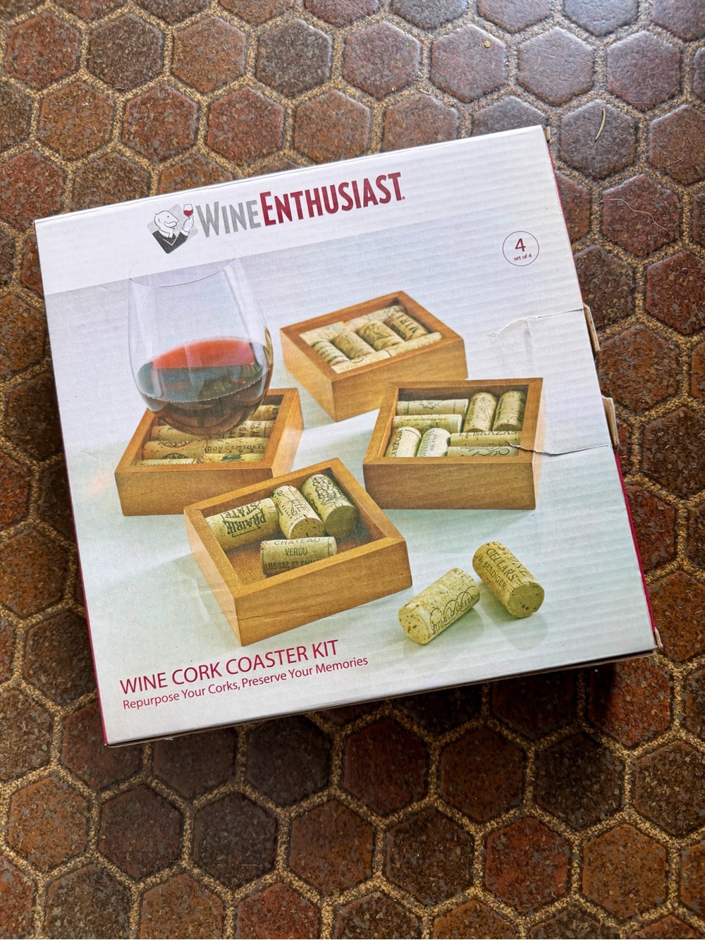 Wine Cork Coaster Kit - Natural Wood
